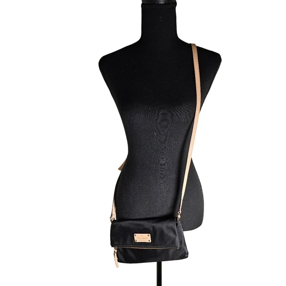 Kate Spade Wilson Road Nylon Crossbody Black and Pink with Wallet